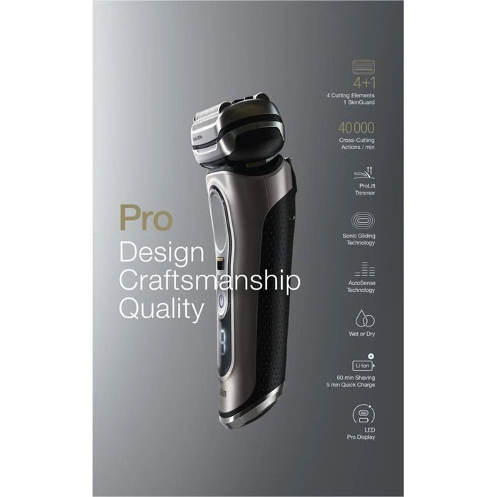 Braun Elektrorasierer Series 9 Pro Premium 9465cc, Wet&Dry, 4+1 Scherkopf, Trimmer+Reinigungsstation 8 Braun Elektrorasierer Series 9 Pro Premium 9465cc, Wet&Dry, 4+1 Scherkopf, Trimmer+Reinigungsstation – Bild 6