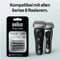 Braun Scherkopf 83M Kombipack, Silber, Für Braun Rasierer Series 8 -Körperpflege Store 1021b5dedee51b3fb3dada1ddbbe414b16c0fbbe scherkopf braun 83m kombipack silber