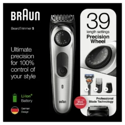 Braun Beard Trimmer/hair Clipper Men, Trimmer/hair Clipper, Incl. 3 Attachments & Shaver, 39 Length Settings, BT5265, Black/silver-metallic BT5265 Single -Körperpflege Store 14667755109862f109b2bb0d7736ae4d
