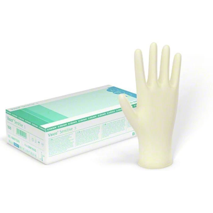 B.Braun Einmalhandschuhe Vasco Sensitive 6067549, Latex, Puderfrei, Weiß, 100 Stück, Größe M 3 B.Braun Einmalhandschuhe Vasco Sensitive 6067549, Latex, Puderfrei, Weiß, 100 Stück, Größe M
