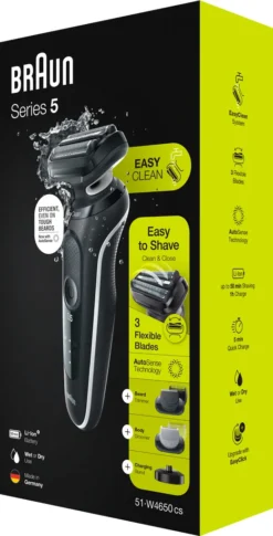Braun Elektrischer Rasierer - Series 5 - 51-W4650cs + 2 Aufsätze & Ladestation - Schwarz & Weiß -Körperpflege Store 1ecdf580e42715601a065eed8a02ea8d