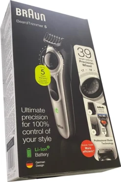 Braun Beard Trimmer/hair Clipper Men, Trimmer/hair Clipper, Incl. 3 Attachments & Shaver, 39 Length Settings, BT5265, Black/silver-metallic BT5265 Single -Körperpflege Store 23fb62a341413f3c71eac01347fd8049