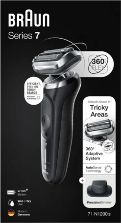 Braun Elektrischer Rasierer - Series 7 - 71-N1200s + Präzisionsaufsatz - Schwarz -Körperpflege Store 2d1d27f2715a23094d615f8f10fc3986