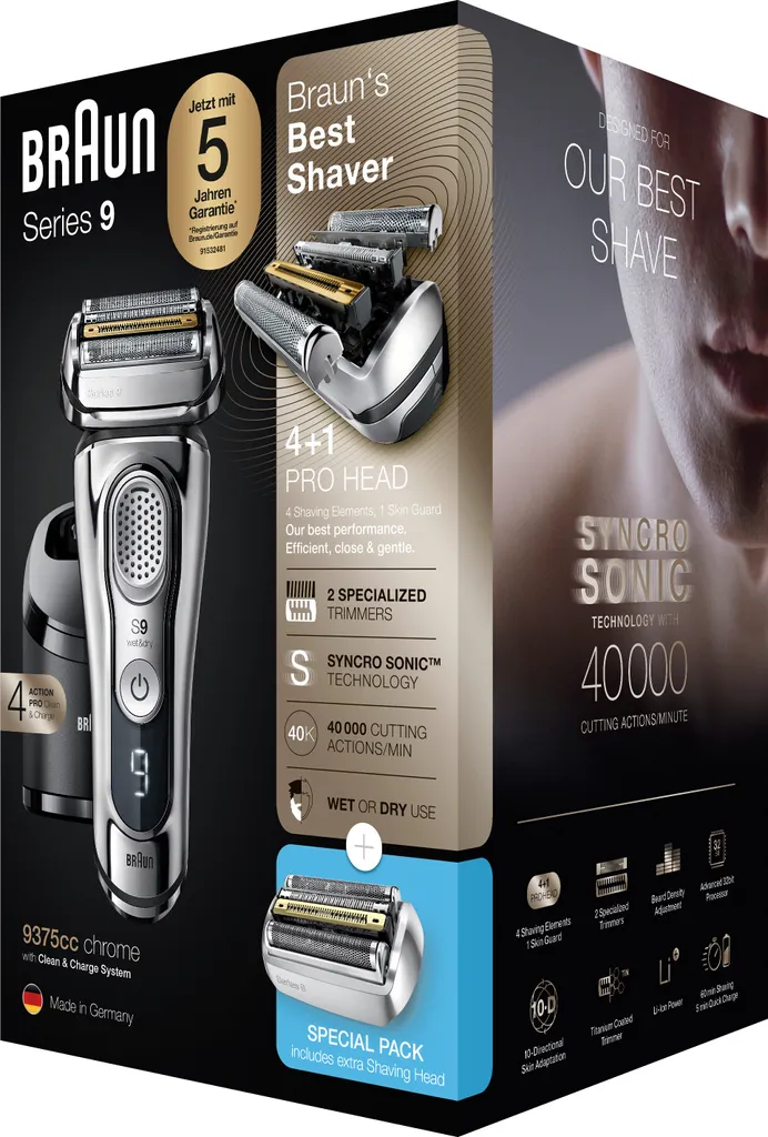 Braun Series 9cc Brauns Premium Elektrorasierer Mit 4+1 Scherkopf, Rasierer & Präzisionstrimmer, Reinigungs- & Ladestation, Inkl. Scherkopf, Chrom 11 Braun Series 9cc Brauns Premium Elektrorasierer Mit 4+1 Scherkopf, Rasierer & Präzisionstrimmer, Reinigungs- & Ladestation, Inkl. Scherkopf, Chrom – Bild 9