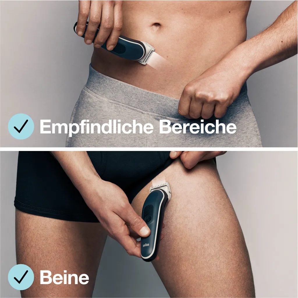 Braun Bodygroomer 5 BG5340, Körperpflege- Und Haarentfernungs-Gerät Für Herren, Mit Sensitiv-Kammaufsatz, Grau/Weiß 6 Braun Bodygroomer 5 BG5340, Körperpflege- Und Haarentfernungs-Gerät Für Herren, Mit Sensitiv-Kammaufsatz, Grau/Weiß – Bild 4