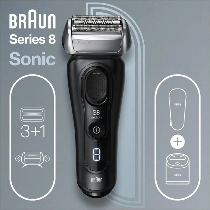 Braun Elektrorasierer Series 8 8450cc, Schwarz, Wet&Dry, 3+1 Scherkopf, Trimmer+Reinigungsstation 9 Braun Elektrorasierer Series 8 8450cc, Schwarz, Wet&Dry, 3+1 Scherkopf, Trimmer+Reinigungsstation – Bild 7