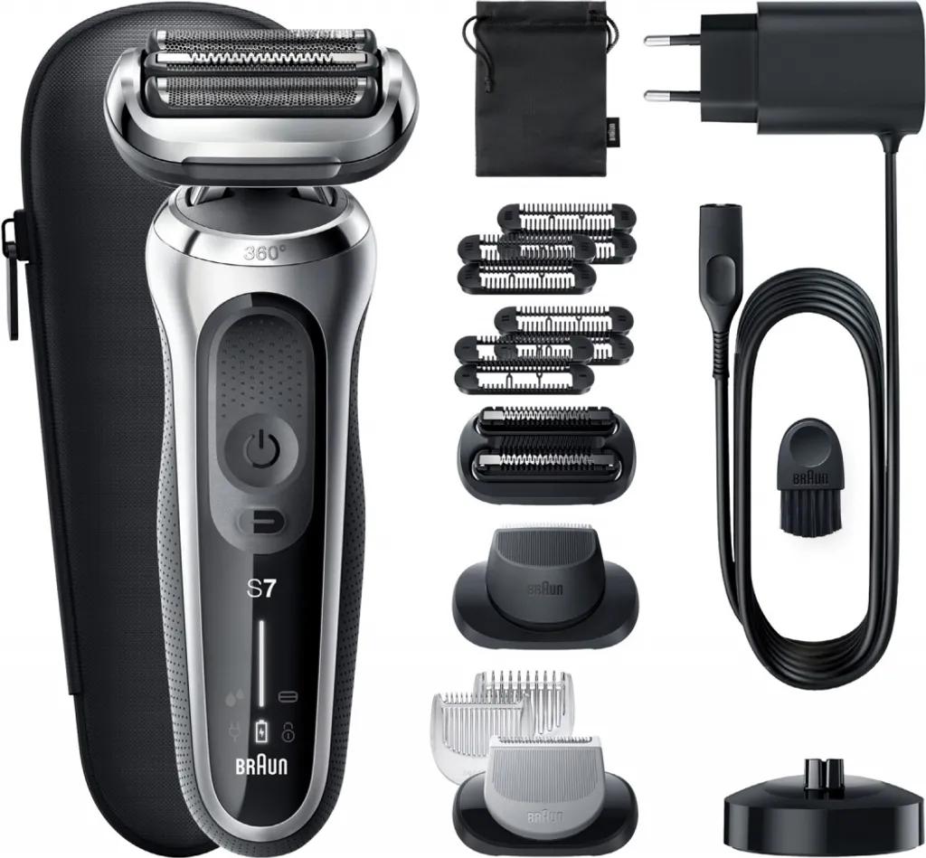 Braun Series 7 71-S4862cs Elektrorasierer Mit 3 EasyClick-Aufsätzen, Ladestation, Silber 3 Braun Series 7 71-S4862cs Elektrorasierer Mit 3 EasyClick-Aufsätzen, Ladestation, Silber