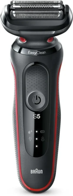 BRAUN Herrenrasierer Series 5 - 50-R1000s Schwarz/rot (wasserdicht, Dusche, Easy-Clean-System, Li-Ion, Schnell-Aufladung, Wet&dry)