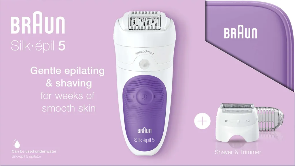 Braun Silk-épil 5 5-549 Geschenkset – SensoSmart Epilierer Violett, Mit Neopren Kulturtasche 4 Braun Silk-épil 5 5-549 Geschenkset – SensoSmart Epilierer Violett, Mit Neopren Kulturtasche – Bild 2