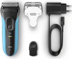 Braun Series 3 ProSkin 3010s Elektrorasierer, Schwarz/blau – Wiederaufladbarer Rasierer Herren -Körperpflege Store 411f07b17ecfc0e17b545624628df9b7