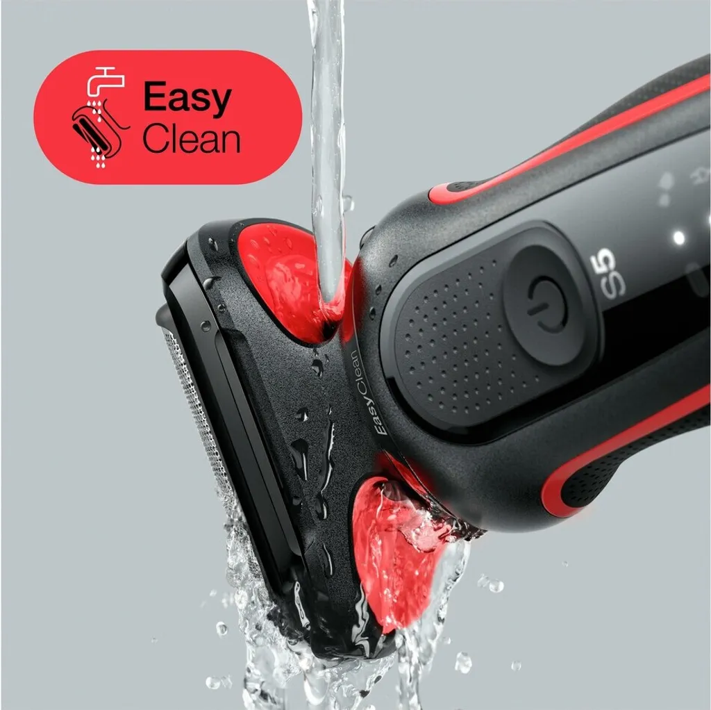 BRAUN Herrenrasierer Series 5 - 50-R1000s Schwarz/rot (wasserdicht, Dusche, Easy-Clean-System, Li-Ion, Schnell-Aufladung, Wet&dry) 4 BRAUN Herrenrasierer Series 5 - 50-R1000s Schwarz/rot (wasserdicht, Dusche, Easy-Clean-System, Li-Ion, Schnell-Aufladung, Wet&dry) – Bild 2