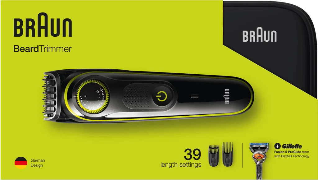Braun BT3941 Barttrimmer Und Haarschneider Geschenkset - 39 Längeneinstellungen, Inkl. Kulturtasche, Schwarz/grün 4 Braun BT3941 Barttrimmer Und Haarschneider Geschenkset - 39 Längeneinstellungen, Inkl. Kulturtasche, Schwarz/grün – Bild 2