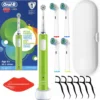 Oral-B Junior Set Grün Elektrische Zahnbürste + 4 Ersatzspitzen + Ersatzetui Weiß -Körperpflege Store 4989014efd2ecf8e847f0a53a534461e