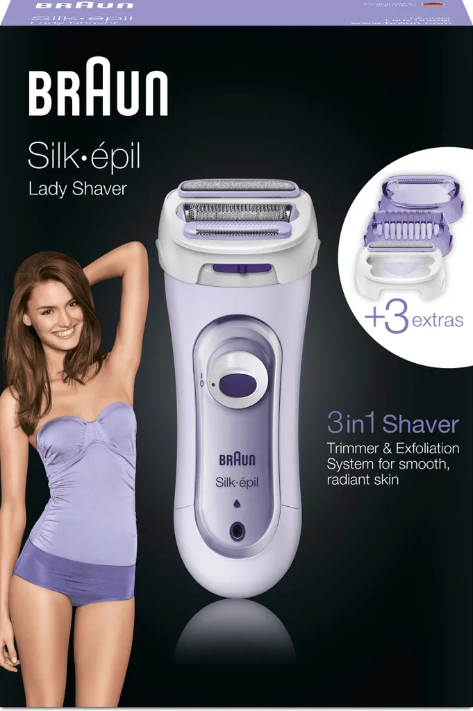 Braun Silk-épil Lady Shaver 5-560 In Lila – 3-In-1 Kabelloser Elektrischer Rasierer, Trimmer- Und Peeling-System 5 Braun Silk-épil Lady Shaver 5-560 In Lila – 3-In-1 Kabelloser Elektrischer Rasierer, Trimmer- Und Peeling-System – Bild 3