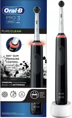 Oral-B Pro 3 3000 Pure Clean Black Elektrische Zahnbürste + 8 Ersatzspitzen -Körperpflege Store 4af84310ddb282c8478ab2b8d640c13a