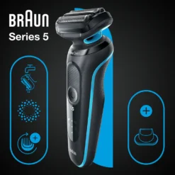 Braun Elektrischer Rasierer - Series 5 - 51-M1200s + Präzisionsaufsatz - Schwarz & Blau -Körperpflege Store 4d4e507b8de9580ae11ea4904c057ac7
