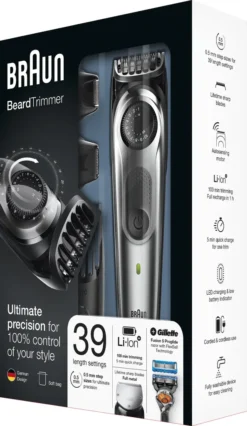 Braun BT7020 Barttrimmer Und Haarschneider, 39 Längeneinstellungen, Edelstahl-Trimmerkopf, Präzisionstrimmer Und Präzisionsscherkopf, Schwarz/Grau -Körperpflege Store 4fee8a7d982b830637e6773b114e8c32
