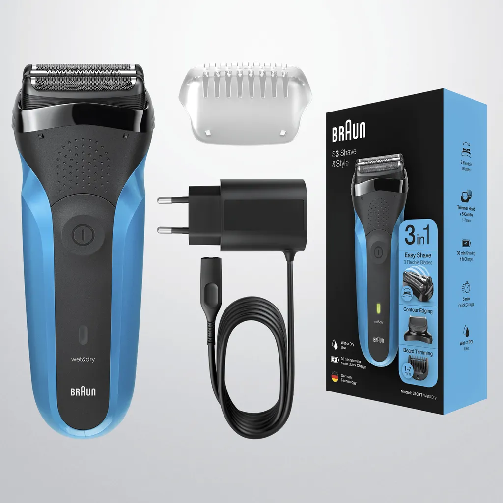 Braun Series 3 Shave&Style 310BT Elektrorasierer, Wet&Dry Rasierer Für Herren, Schwarz/blau 6 Braun Series 3 Shave&Style 310BT Elektrorasierer, Wet&Dry Rasierer Für Herren, Schwarz/blau – Bild 4