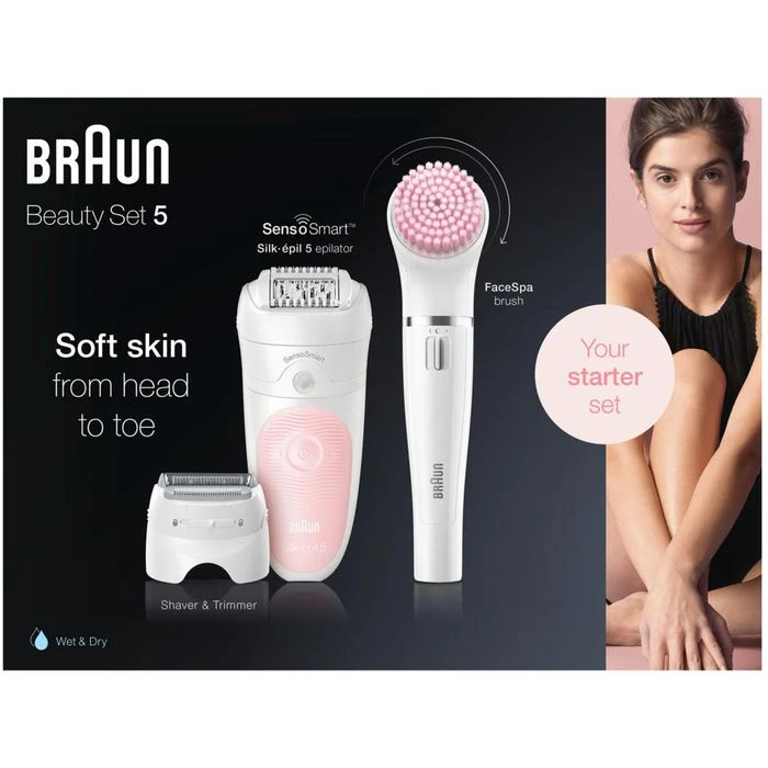 Braun Epilierer Silk-epil 5 Beauty-Set 5-895, 6in1, Mit 5 Extras, Wet&Dry, Weiß/rosa, Braun FaceSpa 10 Braun Epilierer Silk-epil 5 Beauty-Set 5-895, 6in1, Mit 5 Extras, Wet&Dry, Weiß/rosa, Braun FaceSpa – Bild 8