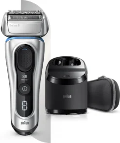 Braun Series 8 8390cc Elektrischer Rasierer, Reinigungs- & Ladestation, Wet&Dry Elektrorasierer Herren, Rasierapparat Mit Präzisionstrimmer, Silber -Körperpflege Store 59fdacd8c5c48c9f1c7703359562fa16