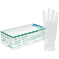 B.Braun Einmalhandschuhe Vasco Vinyl, Puderfrei, Transparent / Weiß, 100 Stück, Größe L