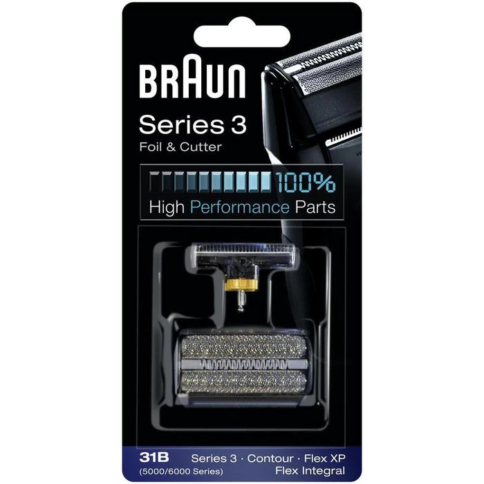 Braun Scherkopf 31B (5000/6000 Series) Kombipack, Schwarz, Für Braun Rasierer Series 3, Contour, Flex XP 3 Braun Scherkopf 31B (5000/6000 Series) Kombipack, Schwarz, Für Braun Rasierer Series 3, Contour, Flex XP