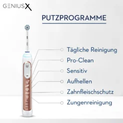 Braun Oral-B Genius X 20100S Elektrische Zahnbürste, Mit Künstlicher Intelligenz Und Premium Lade-Reise-Etui, Rose Gold -Körperpflege Store 674473987347c9322a18da9bd8238d94
