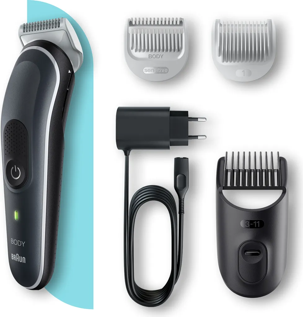 Braun Bodygroomer 5 BG5340, Körperpflege- Und Haarentfernungs-Gerät Für Herren, Mit Sensitiv-Kammaufsatz, Grau/Weiß 4 Braun Bodygroomer 5 BG5340, Körperpflege- Und Haarentfernungs-Gerät Für Herren, Mit Sensitiv-Kammaufsatz, Grau/Weiß – Bild 2