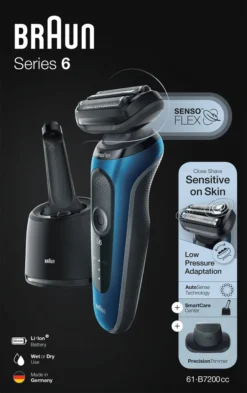 Braun Elektrischer Rasierer - Series 6 - 61-B7200cc + Präzisionsaufsatz & Reinigungsstation - Blau & Schwarz 26 Braun Elektrischer Rasierer - Series 6 - 61-B7200cc + Präzisionsaufsatz & Reinigungsstation - Blau & Schwarz -Körperpflege Store 6e304cca1ec4a4cf6c4d28652d0fcc9e