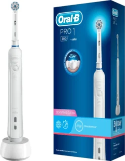 Braun Oral-B Pro 1 200 Elektrische Zahnbürste Für Eine Sanfte Reinigung Bei Empfindlichem Zahnfleisch, Weiß