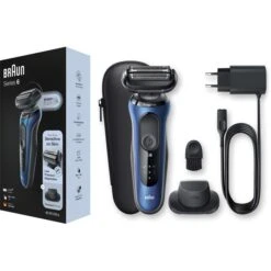Braun Elektrorasierer Series 6 60-B1200s, Blau, Wet & Dry, Mit EasyClick-Präzisionstrimmer -Körperpflege Store 72a46919111929a836577020e336499cb5fe09be elektrorasierer braun series 6 60 b1200s blau