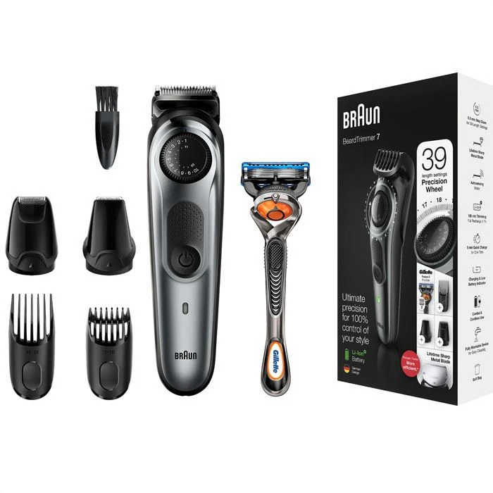Braun Barttrimmer BT7220, Inkl. Gillette Fusion5, Für Herren, Mit Akku, 39 Längen, 4 Aufsätze 3 Braun Barttrimmer BT7220, Inkl. Gillette Fusion5, Für Herren, Mit Akku, 39 Längen, 4 Aufsätze