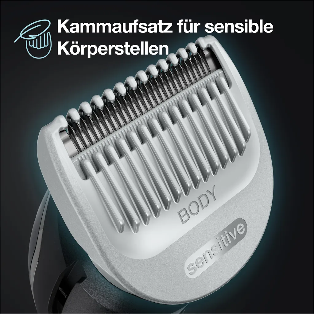 Braun Bodygroomer 5 BG5340, Körperpflege- Und Haarentfernungs-Gerät Für Herren, Mit Sensitiv-Kammaufsatz, Grau/Weiß 8 Braun Bodygroomer 5 BG5340, Körperpflege- Und Haarentfernungs-Gerät Für Herren, Mit Sensitiv-Kammaufsatz, Grau/Weiß – Bild 6