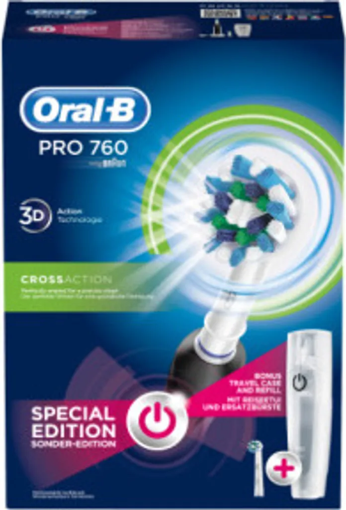 Braun Oral-B Pro 760 Cross Action + Refill + Travel Case 3 Braun Oral-B Pro 760 Cross Action + Refill + Travel Case