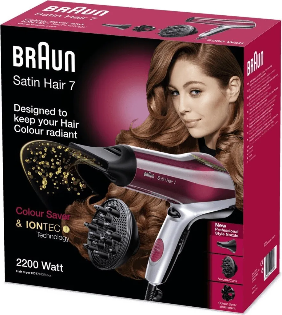 Braun Satin Hair 7 HD 770 Haartrockner Mit IONTEC Und Colour Saver Technologie (inklusive Diffusor Aufsatz) 4 Braun Satin Hair 7 HD 770 Haartrockner Mit IONTEC Und Colour Saver Technologie (inklusive Diffusor Aufsatz) – Bild 2