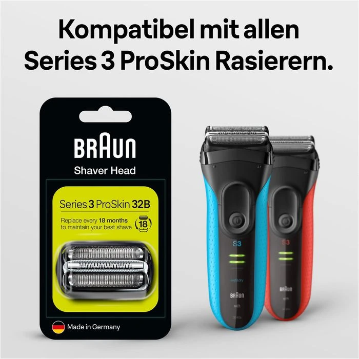 Braun 32B Kombipack, Series 3, Scherkopf, Ersatzscherteil, Schwarz, Für ProSkin Und CruZer Clean 6 Braun 32B Kombipack, Series 3, Scherkopf, Ersatzscherteil, Schwarz, Für ProSkin Und CruZer Clean – Bild 4
