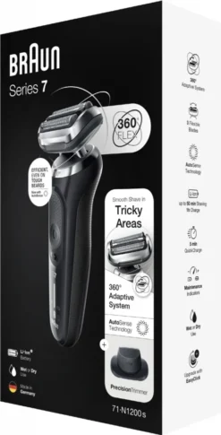 Braun Elektrischer Rasierer - Series 7 - 71-N1200s + Präzisionsaufsatz - Schwarz -Körperpflege Store 82b75b5055e1ee5a30071de257c46265