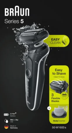 Braun Series 5 50-W1600s Elektrorasierer Für Herren, Bodygroomer, Weiß -Körperpflege Store 831c16dab02b6ad2891cf59845fb18c6