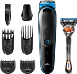 Braun 7-in-1-Trimmer MGK3245 Barttrimmer, Gesichtshaartrimmer Und Haarschneider Für Herren, Schwarz/blau -Körperpflege Store 88ae59392d30e405671b22749cb96886