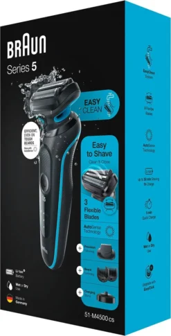 Braun Series 5 51-M4500cs Elektrischer Nass- Und Trockenrasierer, EasyClick, Barttrimmer, Ladestation, EasyClean - Schwarz/Mintgrün 25 Braun Series 5 51-M4500cs Elektrischer Nass- Und Trockenrasierer, EasyClick, Barttrimmer, Ladestation, EasyClean - Schwarz/Mintgrün -Körperpflege Store 88d9c626a40d0049bd8051aa554a6ba9