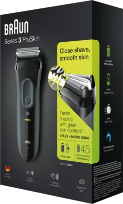 Braun Series 3 ProSkin 3000s Elektrorasierer, Schwarz – Wiederaufladbarer Rasierer Herren -Körperpflege Store 8a3bf22e95075ba04cede89fa93c8f0b