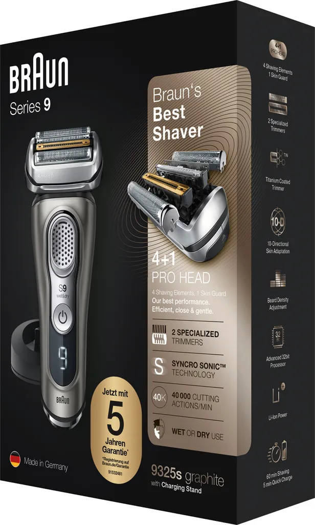 Braun Series 9 9325s + Elektrischer Rasierer Mit 20% Längerer Akku-Laufzeit, Ladestation, Wet&Dry Elektrorasierer Herren, Präzisionstrimmer, Grafit 12 Braun Series 9 9325s + Elektrischer Rasierer Mit 20% Längerer Akku-Laufzeit, Ladestation, Wet&Dry Elektrorasierer Herren, Präzisionstrimmer, Grafit – Bild 10