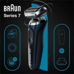 Braun Series 7 71-B1200s, Folienschaber, 360° Flex, Edelstahl, Tasten, Blau, LED -Körperpflege Store 8c1bc388b16732c14ff1535f295e8a68