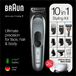 Braun 10-in-1-Trimmer MGK7221 Herren-Barttrimmer, Bodygrooming-Set Und Haarschneider, Dunkelgrau -Körperpflege Store 8e2494bb1fe00630c94d9f2e88916d7f