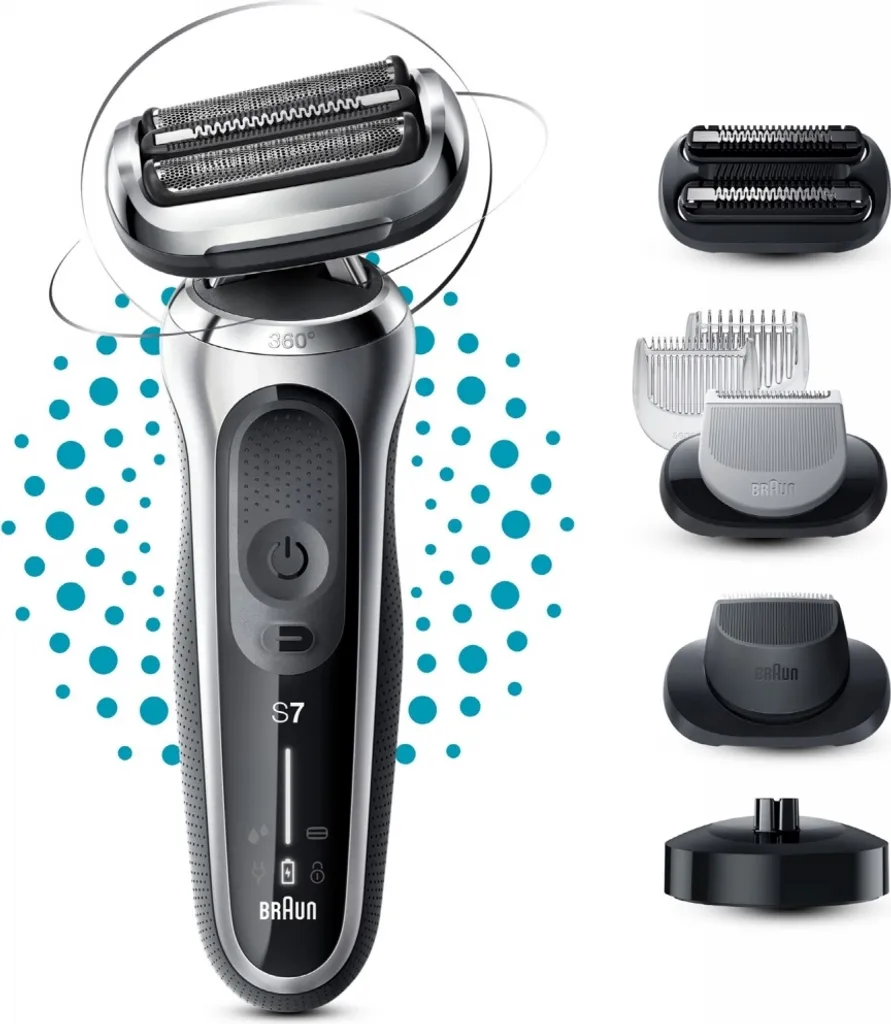 Braun Series 7 71-S4862cs Elektrorasierer Mit 3 EasyClick-Aufsätzen, Ladestation, Silber 5 Braun Series 7 71-S4862cs Elektrorasierer Mit 3 EasyClick-Aufsätzen, Ladestation, Silber – Bild 3