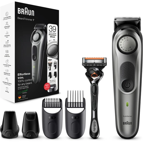 Braun BeardTrimmer 7 BT7320, Bartschneider (silber/schwarz) 4 Braun BeardTrimmer 7 BT7320, Bartschneider (silber/schwarz) – Bild 2