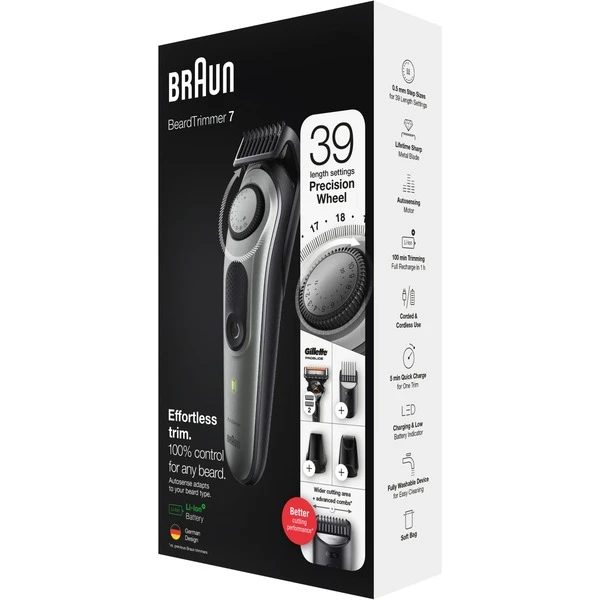 Braun BeardTrimmer 7 BT7320, Bartschneider (silber/schwarz) 6 Braun BeardTrimmer 7 BT7320, Bartschneider (silber/schwarz) – Bild 4