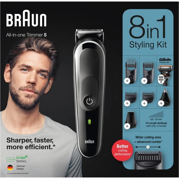 Braun Multi-Grooming-Kit 5 MGK5360, Haarschneider (schwarz/grau) 5 Braun Multi-Grooming-Kit 5 MGK5360, Haarschneider (schwarz/grau) – Bild 3