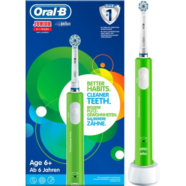Braun Oral-B Junior, Elektrische Zahnbürste (grün/weiß) 4 Braun Oral-B Junior, Elektrische Zahnbürste (grün/weiß) – Bild 2