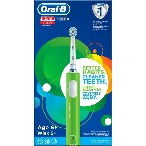 Braun Oral-B Junior, Elektrische Zahnbürste (grün/weiß) 5 Braun Oral-B Junior, Elektrische Zahnbürste (grün/weiß) – Bild 3